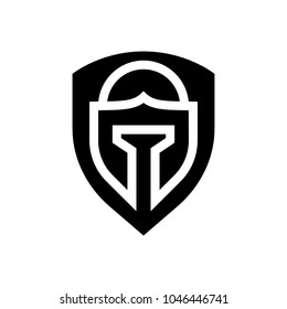 shield and helmet icon, vector illustration