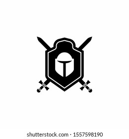 shield and helmet logo design