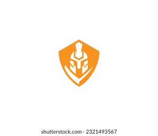 Shield helmet and spartan warrior logo design symbol vector template.