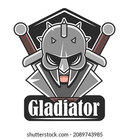 shield and helmet of the Spartan warrior symbol, emblem. Spartan helmet logo, vector illustration of spartan shield and helm, Spartan Greek gladiator helmet armor flat vector icon