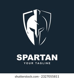 shield and helmet of the Spartan warrior symbol, Spartan helmet logo vector illustration