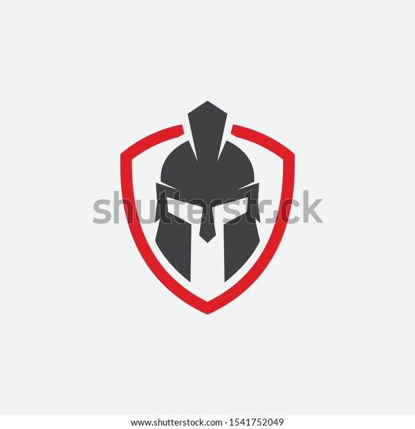 shield and helmet\
of the Spartan warrior symbol, emblem. Spartan helmet logo, vector\
illustration of spartan shield and helm, Spartan Greek gladiator\
helmet armor flat vector\
icon
