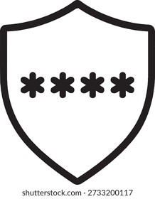 Escudo con el icono oculto de los asteriscos de la Contraseña para la protección de la Cuenta privada y el Vector secreto de la seguridad de los datos
