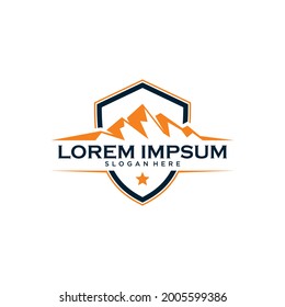 shield and hill logo icon design vector illustration