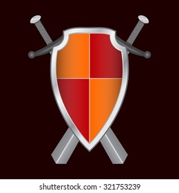 shield him two swords medieval crosshair emblem