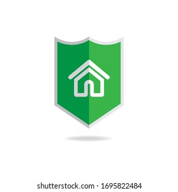 Shield with home icon. Safe house symbol concept isolated on white background. Vector illustration