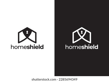 Schild und Logo-Design zu Hause. Creative-Ikone-Vektorgrafik des Sicherheitsbüros