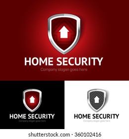 Shield home logo, home security, real estate, house, home, isolated vector logo template.