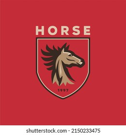 shield horse football. Vector elegant Horse shield logo design concept, Horse shield logo