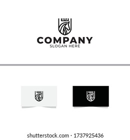 Shield Horse Logo Design Vector Template