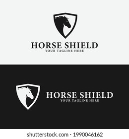 shield horse logo vector design logo template