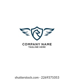 le logo de shield horse pegasus style monoline création graphique