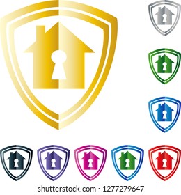 Shield and house with lock in different colors collection