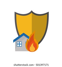 shield and house on fire icon