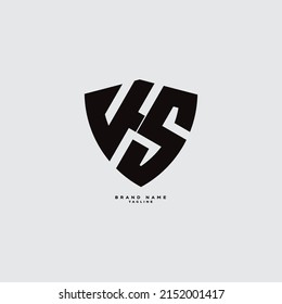 Shield HS initial icon letter logo vector, HS logo design