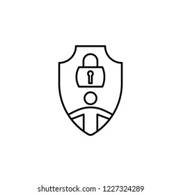 shield, human protection icon. Element of professional icon for mobile concept and web apps. Thin line shield, human protection icon can be used for web and mobile