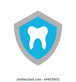 shield with human tooth isolated icon