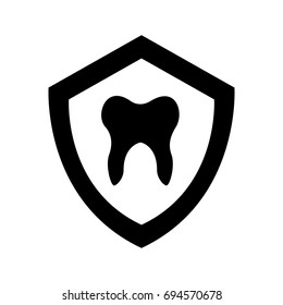 shield with human tooth isolated icon