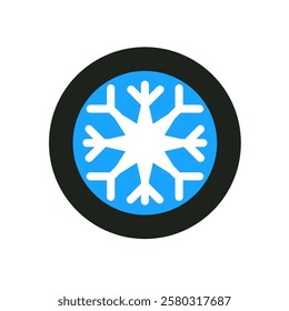 shield ice flakes flat icon color illustration 