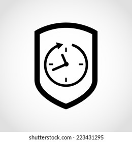 Shield icon with 24 hours a day Isolated on White Background