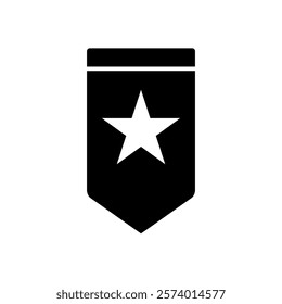 shield icon, badge with star, simple flat style, vector illustration symbol sign logo template pictogram, for ui or ux isolated on white for mobile app, editable	