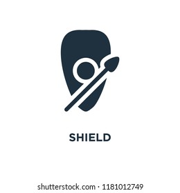 Shield icon. Black filled vector illustration. Shield symbol on white background. Can be used in web and mobile.