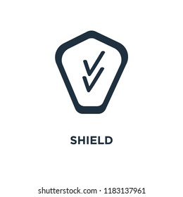 Shield icon. Black filled vector illustration. Shield symbol on white background. Can be used in web and mobile.