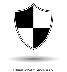 Shield icon with black and white cages. Vecor on white background