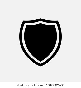 Shield icon. Black and white isolated security shield icon, vector illustration.
