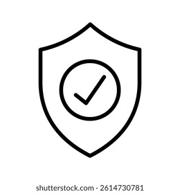 Shield icon black and white vector sign