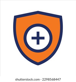 shield icon blue and orange insurance flat icon design