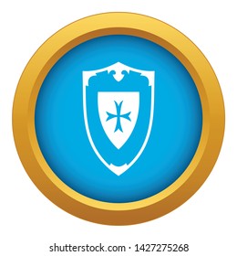 Shield icon blue vector isolated on white background for any design