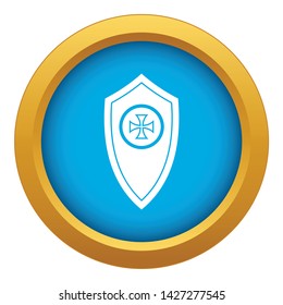Shield icon blue vector isolated on white background for any design