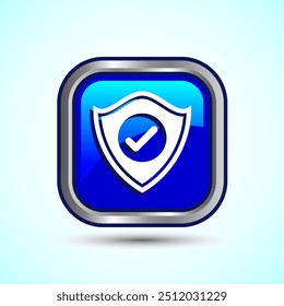 Shield Icon Button Design Illustration. Security, Protection Icon