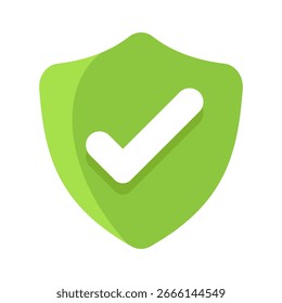 shield icon, check mark on green shield symbol, symbolizing security, approval, guard, or certification. ideal for concepts like protection, trust, and safety