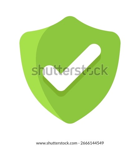 shield icon, check mark on green shield symbol, symbolizing security, approval, guard, or certification. ideal for concepts like protection, trust, and safety