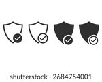 shield icon with check mark symbol. Tick mark with protection security shield icons