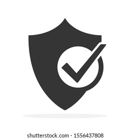 Shield icon with check mark symbol. Vector Shield icon. Black security icon. Concept of security