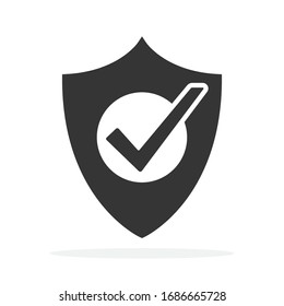 Shield icon with check mark symbol. Vector Shield icon. Black security icon. Concept of security