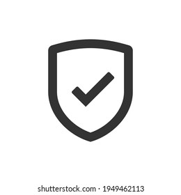 Shield icon. Shield with check mark symbol isolated on white background, approved protection business concept,