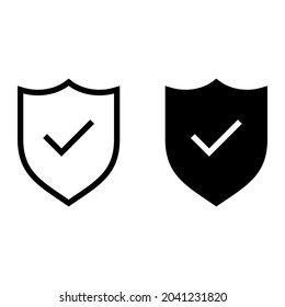 Shield icon with check mark. Shield with tick