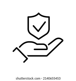 Shield icon. Shield with a checkmark in the middle Protection icon concept