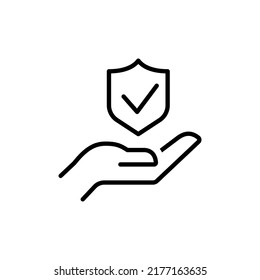 Shield icon. Shield with a checkmark in the middle Protection icon concept