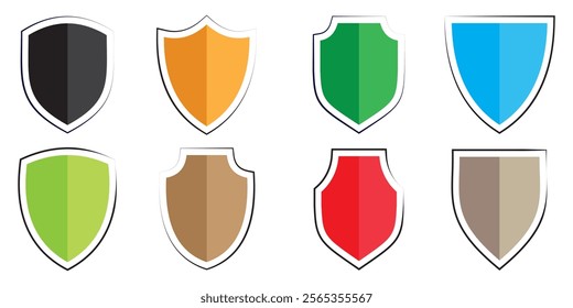 Shield icon. Shield with a checkmark in the middle Protection icon concept . Protect shield security line icons. Badge quality symbol, sign, logo or emblem, eps 10