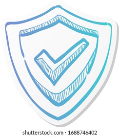 Icono Escudo con marca de verificación en color adhesivo. Protección de la seguridad de los guardias
