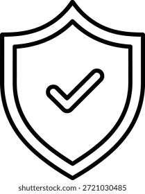 Icono de escudo con una marca de verificación que simboliza protección y seguridad