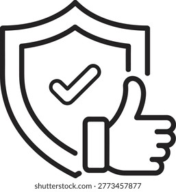 Shield Icon with Checkmark and Thumbs Up Security Assurance