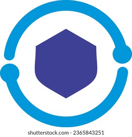 shield icon with circle blue and dark blue