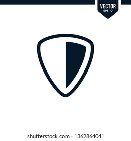Shield icon collection in glyph style, solid color vector