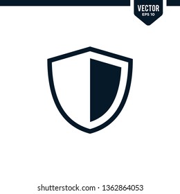 Shield icon collection in glyph style, solid color vector